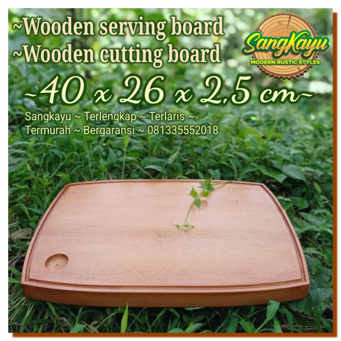 Talenan kayu talenan nampan 40x26x2,5cm edge line cutting board tray