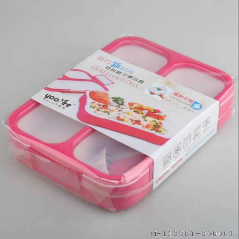 YOOYEE GRID LUNCH BOX 3 SEKAT(579) ANTI TUMPAH VBYS-046