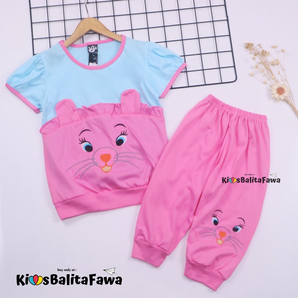 Setelan Bare Bears Size 7-10 Tahun / EXPORT Quality Kaos Lengan Pendek Baju Karakter Celana Pendek