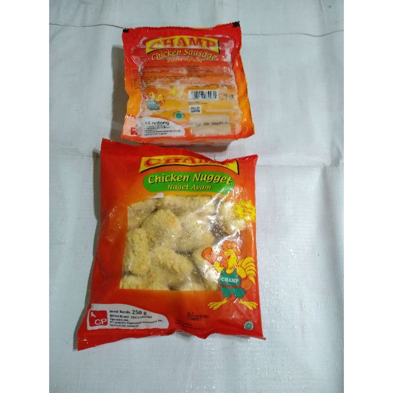 

Paket Nugget chanp 250gram+ sosis Champ 375 gram