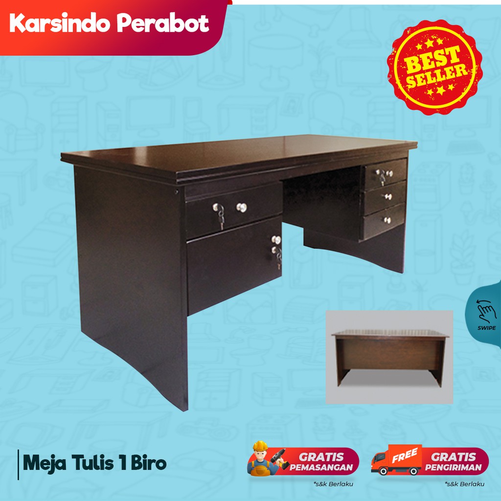 Jual Meja Tulis/Meja Kantor/Meja Kerja 1 Biro Brown Indonesia|Shopee ...