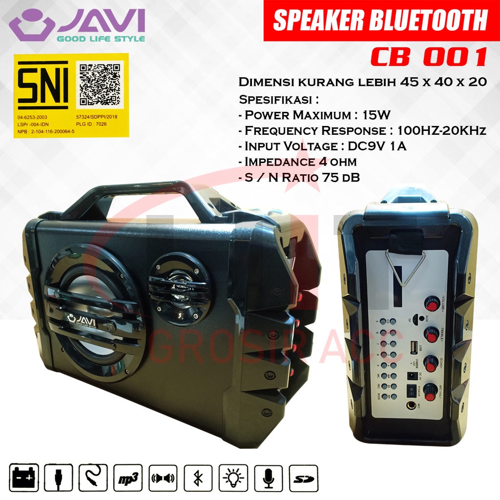 Speaker Bluetooh JAVI CB001 + Mic/Remote Speaker Karaoke Speaker Aktif