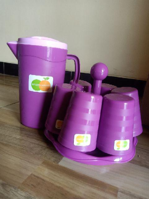 Teko Set + Rak Gelas Dan Gelas Isi 6p