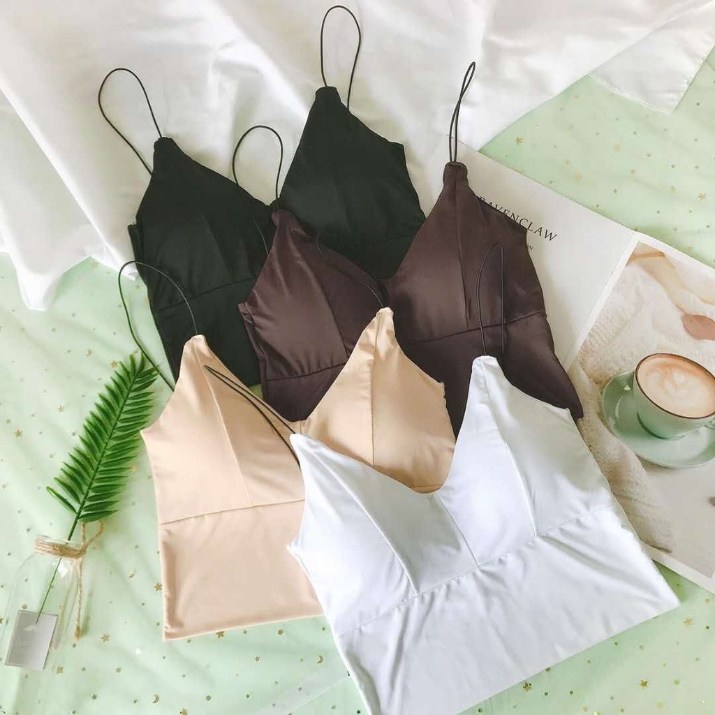 ♕ Tmall ♕ TM-107 TANKTOP BRA WITH CUP BH SINGLET PAKAIAN ATASAN WANITA IMPORT CROP-3