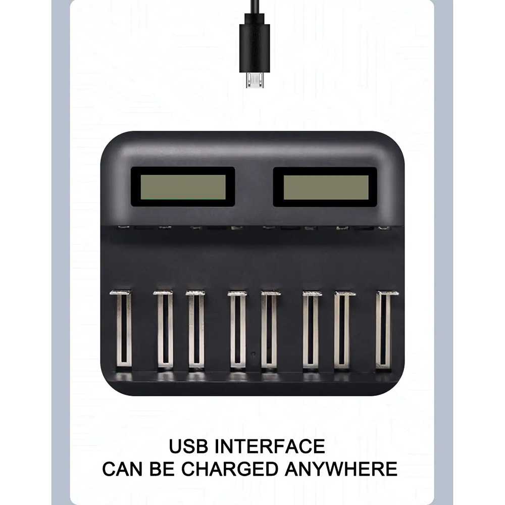 PALO Charger Baterai 8 Slot Dual LCD for AA AAA SC C D - NC556