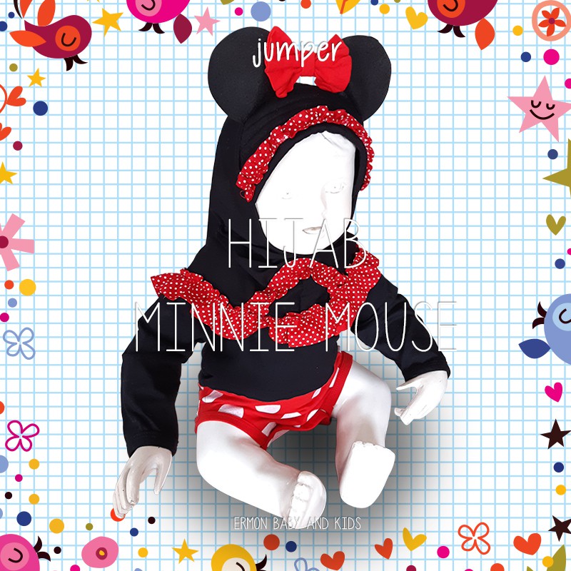 ♥️ baju bayi jumper bayi ♥️ model hijab lucu karakter minnie mouse murah ♥️