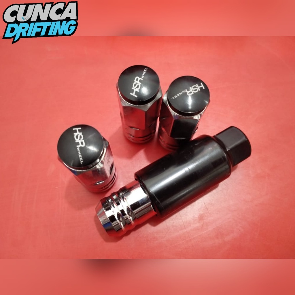 Lug Nut Velg Mur Racing Baut HSR 19 drat 1,25 Universal Mobil Suzuki nissan - Hitam
