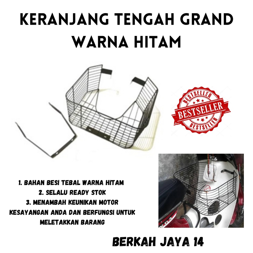 KERANJANG TENGAH HONDA GRAND WARNA HITAM DAN CHROME KRANJANG SEPEDA MOTOR HARGA MURAH BERKUALITAS BAHAN BESI TEBAL TERLARIS PROMO DISKON