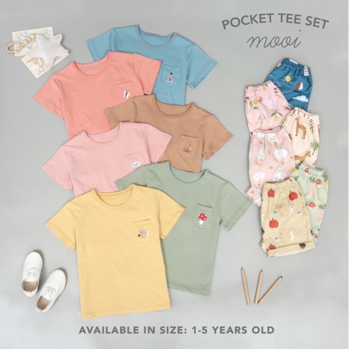 MOOI Pocket Tee Set ( SETELAN POCKET TEE MOOI ) 0-5 Tahun CBKS SO