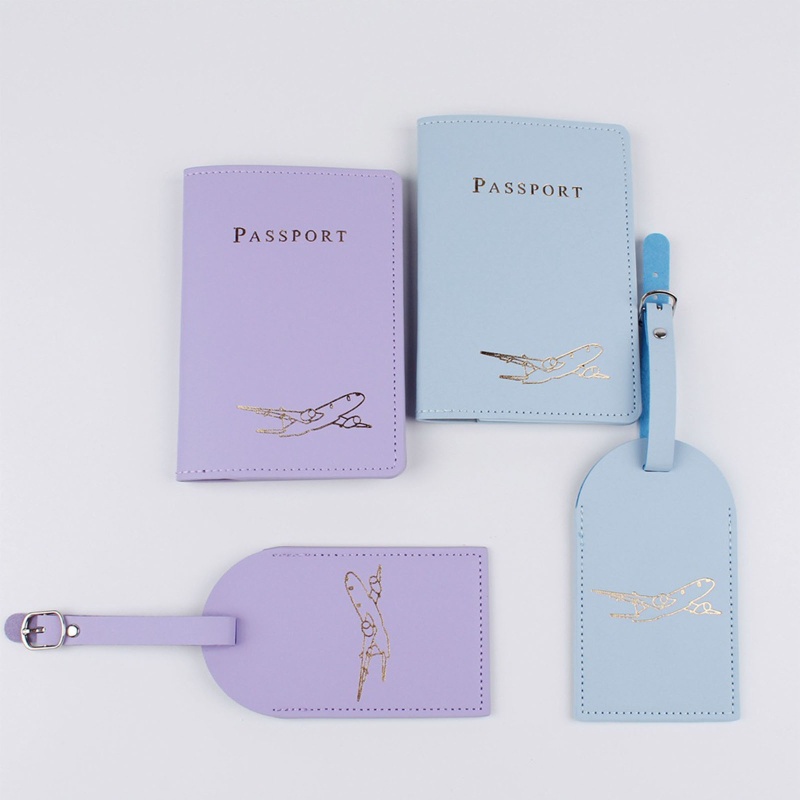 Gro 4pcs Lover Couple PU Leather Passport Untuk Case Holder Luggage Tag Travel Pelindung Kartu Kredit Pernikahan Untuk Wanita Me