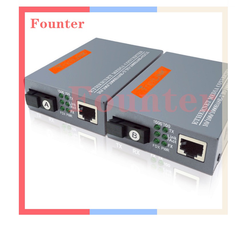 【With adapter】1 Pair HTB-GS-03 A/B Gigabit Fiber Optical Media Converter 1000Mbps Single Mode Single Fiber SC Port with Power Supply