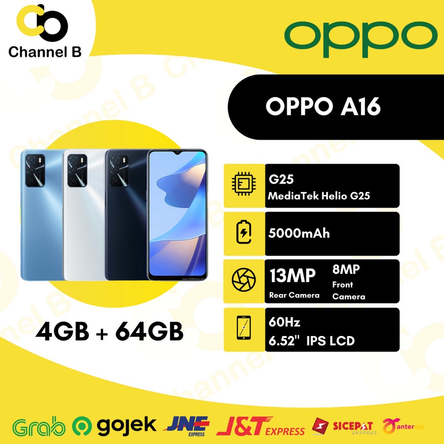 Handphone OPPO A16 - Ram 4GB / Rom 64GB - Garansi Resmi