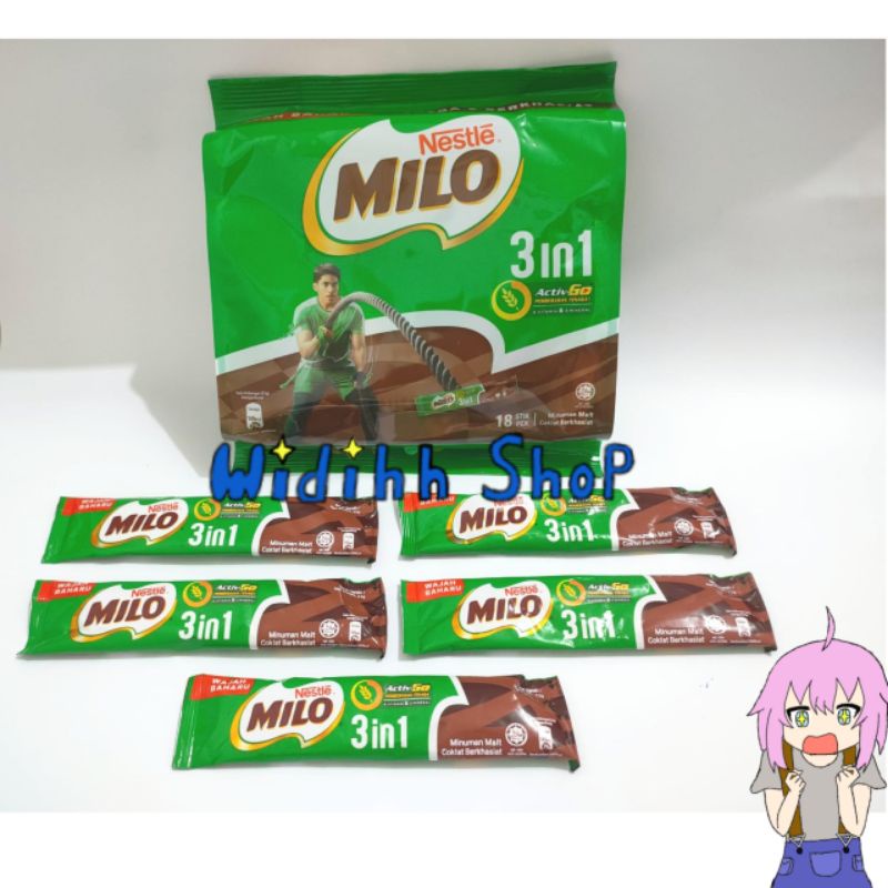 Nestle Milo 3 in 1 Activ-Go Malaysia 1 Stik 3in1 / Milo 3in1 Malysia / Milo 3 In 1 Malaysia