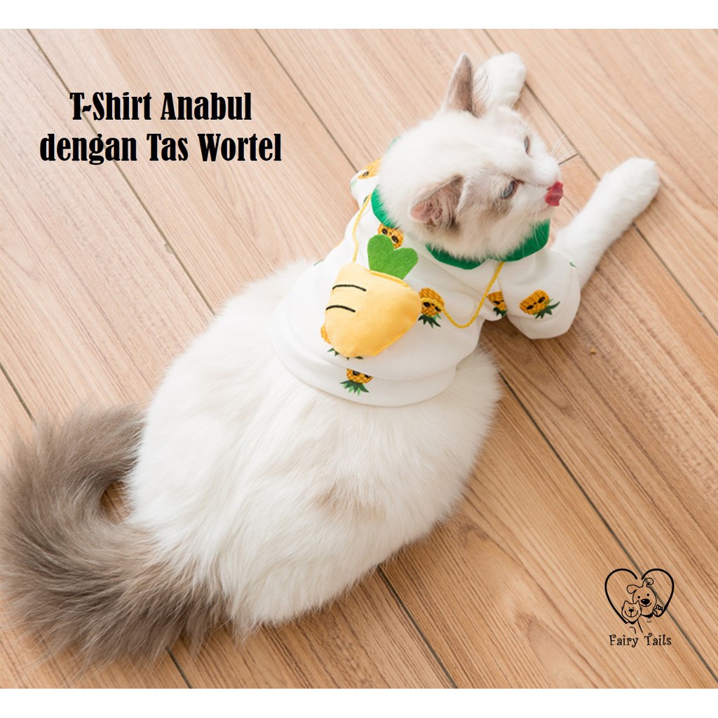 Baju Kaos Anjing Kucing dengan Tas Selempang Wortel | Pet Shirt with Carrot Bag