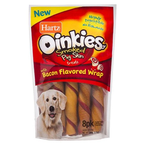 

HARTZ Dog Snack Oinkies Smoked Pig Skin with Bacon Flavor Wrap