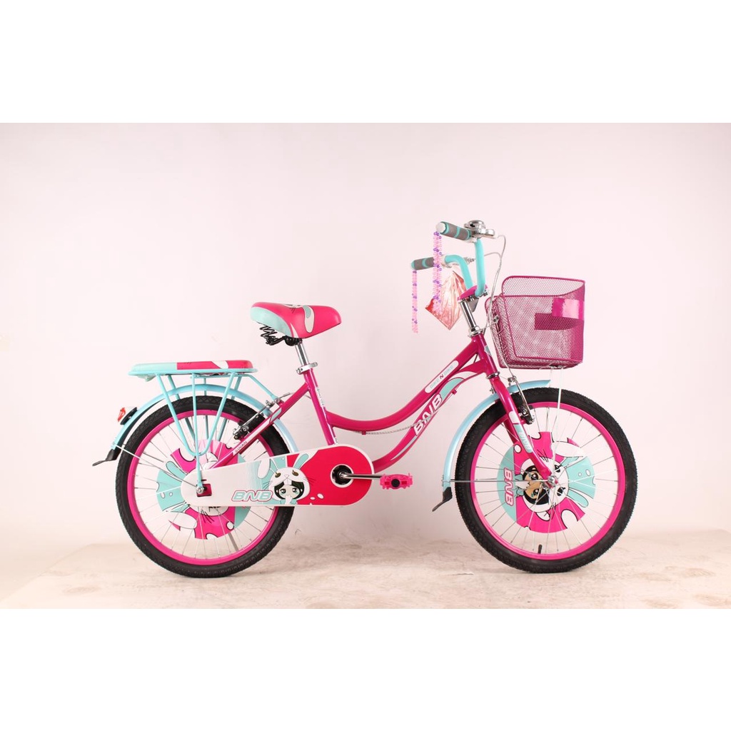 Sepeda Anak Perempuan Mini Keranjang BNB Swan 12 16 18 20 Inch Boncengan SNI-Merah