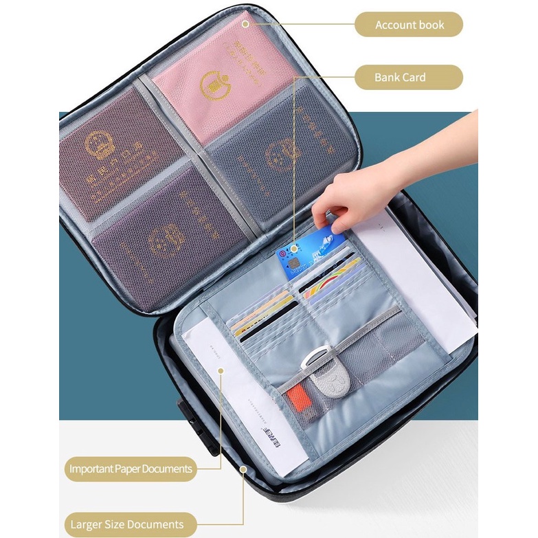 Map Tas Berkas Dokumen File Sertifikat Anti Air Jinjing Travel Bag Document Dengan 3 Digit Password Organizer Penyimpanan Dokumen