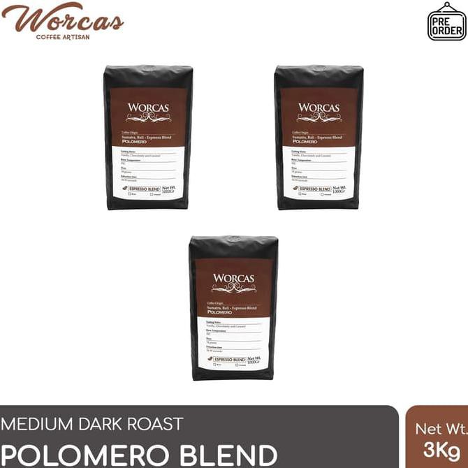 

WORCAS Kopi Polomero Espresso Blend 3 Kg (Biji/Bubuk) - KOPI BIJI