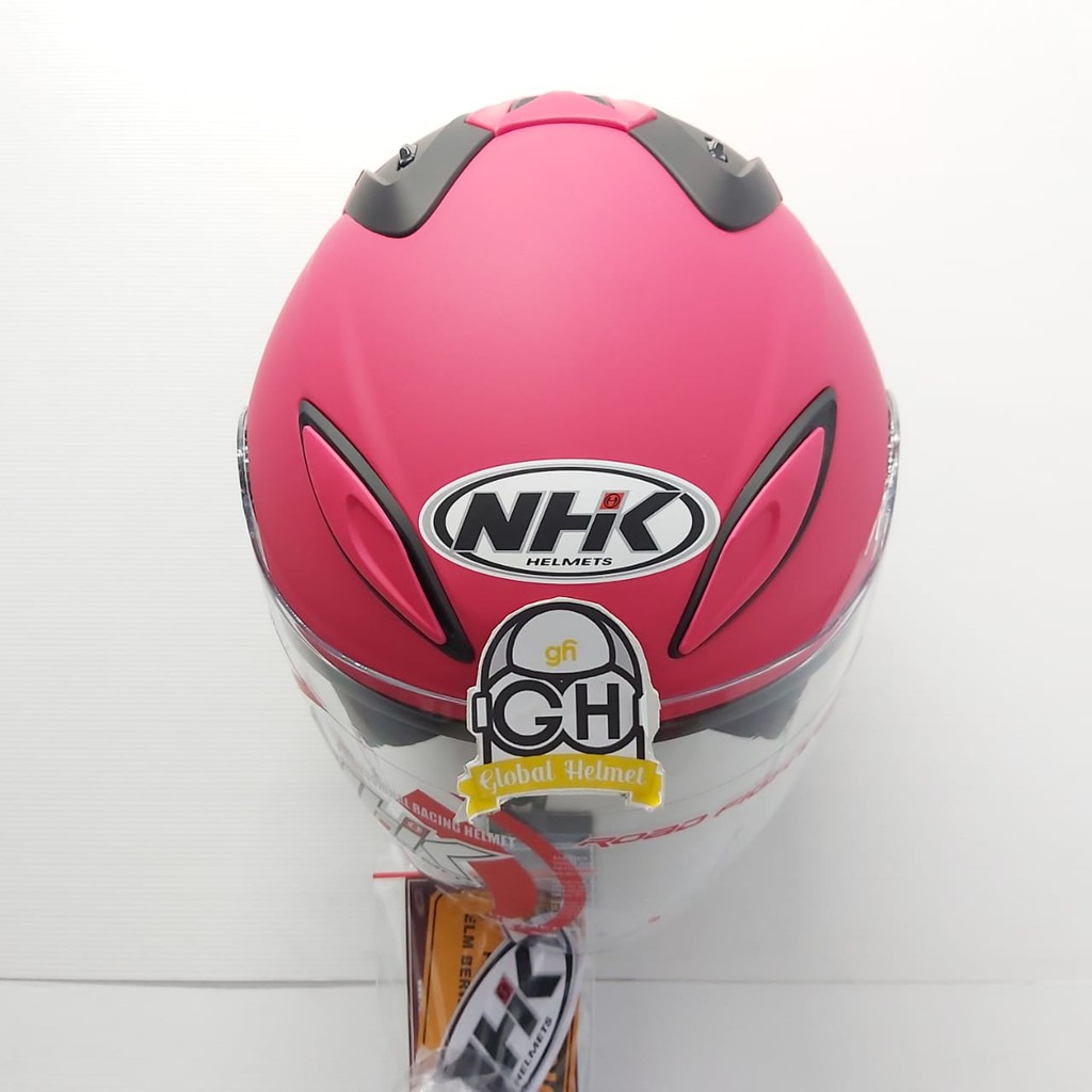 HELM HALF FACE NHK R6 NHK R-6 SOLID PINK MAGENTA DOFF