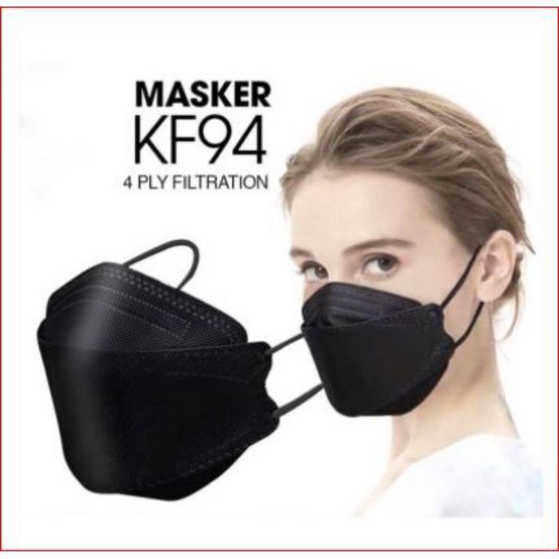 Masker KF94 Isi 10 Warna Hitam Putih Masker KF94 premium 4ply Warna