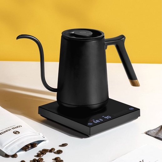 Teko Listrik set Masak air panas tetap panas anti gosong Meja kantor dan rapat untuk kopi dan teh digital komputerisasi pengaturan sentuh agronomists modern berkelas untuk kantor Teko Pemanas Air Kettle 600ml Heater Base 1000W TIMEMORE Smart Mini Fish