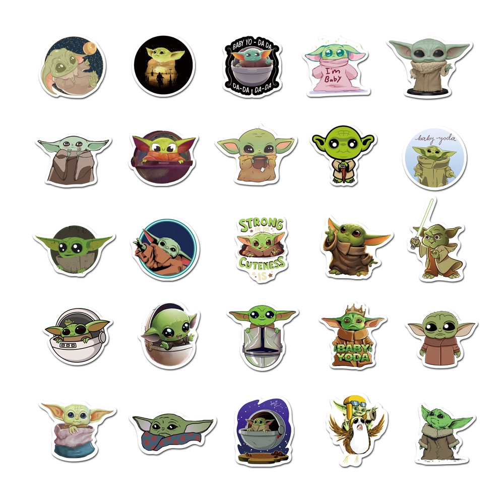 50 sheets of non-repetitive Manroda Baby Yoda stickers Skateboard luggage waterproof stickers