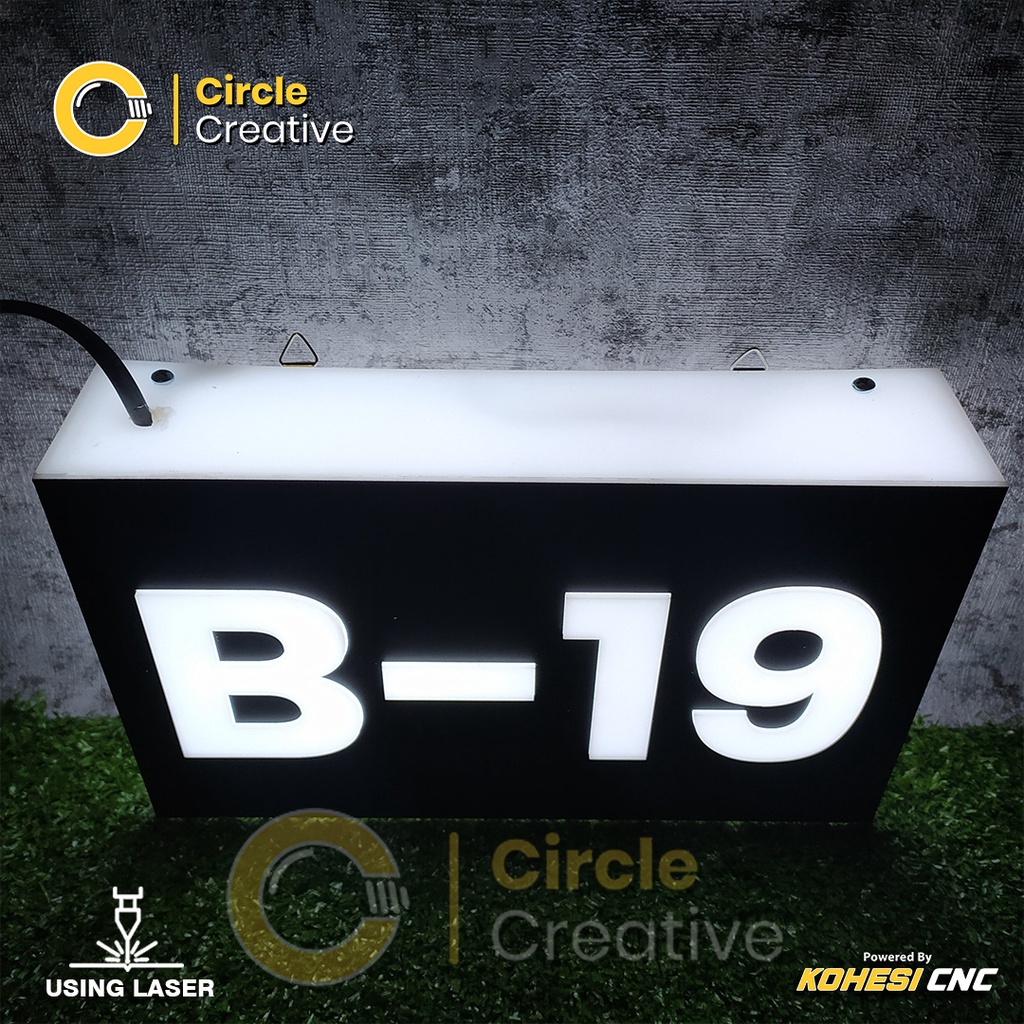 Nomor Rumah LED Nyala NEON BOX Akrilik