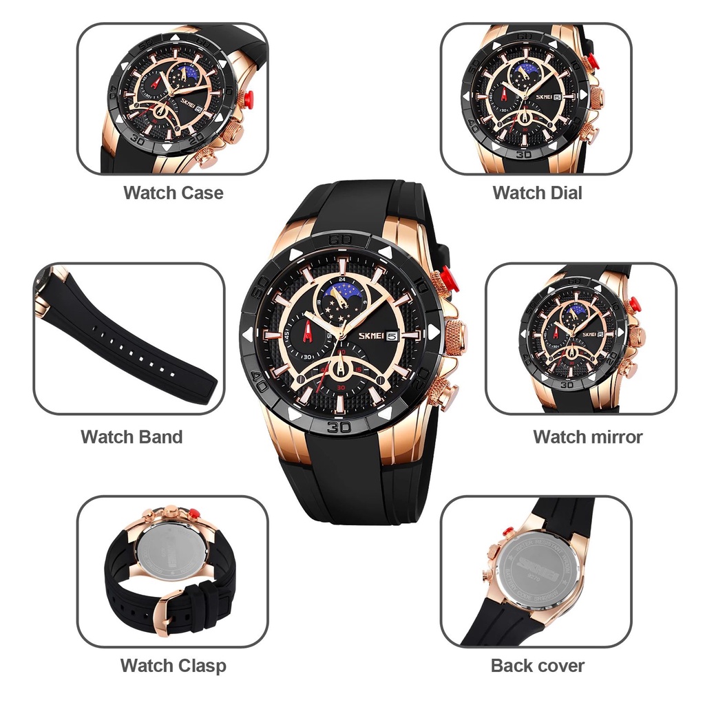 SKMEI 9270 Jam Tangan Pria Analog Chronograph Tali Silicone WATCHKITE WKOS