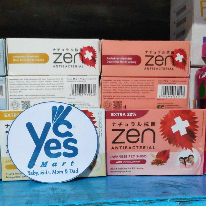 Zen Sabun Mandi Batang 1 PCS 70 g Antibacterial Body Soap Batangan Sea Salt Biru Sulphur Cream Putih Kuning Sandalwood Merah Pink Japanese Red Shiso