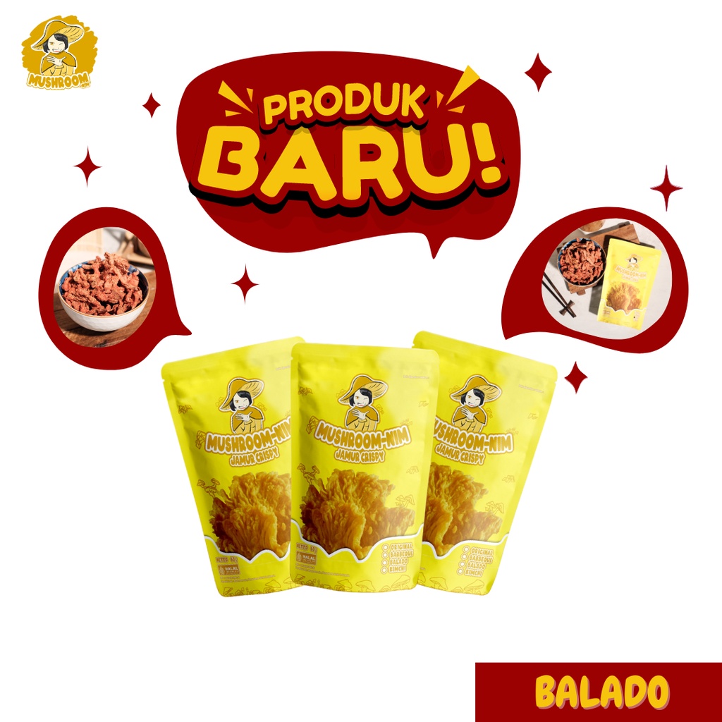 

Jamur Tiram Crispy Mushroom-nim Halal Gurih Siap Makan - Kripik Jamur Krispy Mushroomnim Balado - Keripik Makanan Ringan Kriuk Tanpa Minyak - Snack Cemilan Kekinian Purwokerto