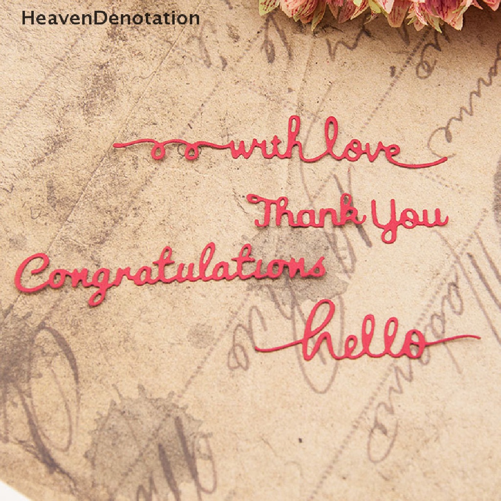 [HeavenDenotation] DIY Greeting Words Cutting Die Metal Scrapbooking Dies Craft Dies Greeting Card