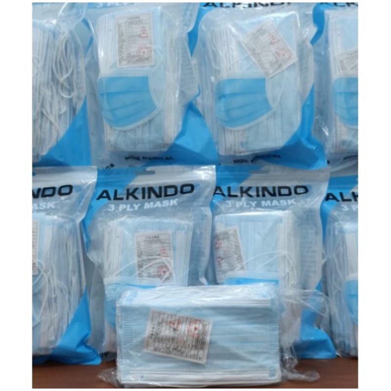 Masker Alkindo earloop 3 ply / Alkindo biru kemasan pack