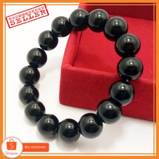  Gelang  Batu Natural Black Onyx Black jade Giok Hitam 