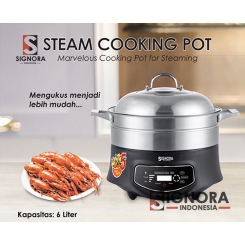STEAM COOKING POT 6L BY SIGNORA FREE HADIAH/PANCI KUKUS ELEKTRIK/STEAM ELEKTRIK BY SIGNORA/KUKUSAN