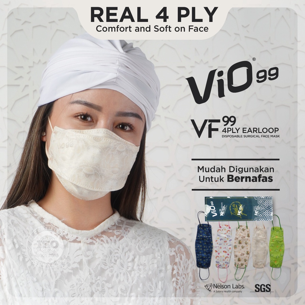 Vio VF99 Mask '10S 4 Ply Earloop Idul Fitri EDISI RAMADHAN DAN LEBARAN - ISI 10 MIX MOTIF FILTERASI 99% MASKER ISLAMI SPECIAL EDITION