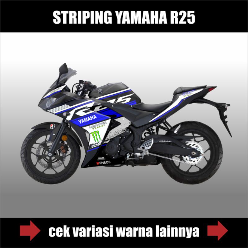 Decal Striping Yamaha Yzf R25 Old Semi Full Stiker Variasi Motif Grafis Monster
