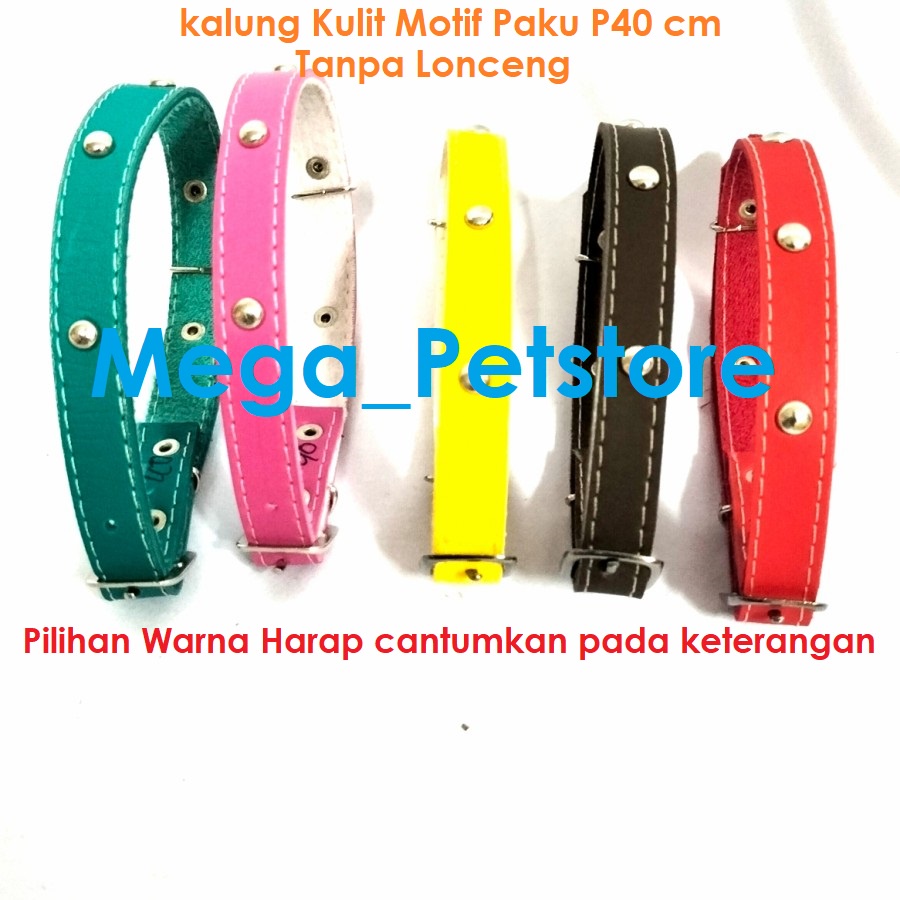 Kalung Kulit Paku anjing kucing motif imitasi semi P 40 cm