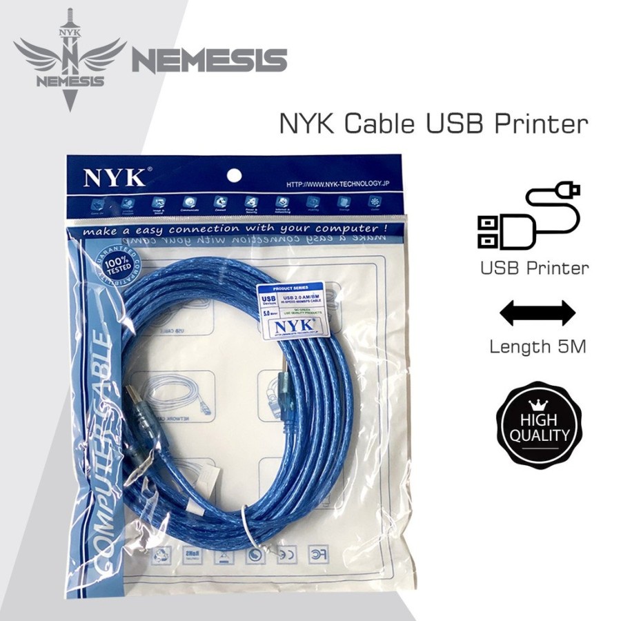 Cable USB Printer NYK 5M V.2.0