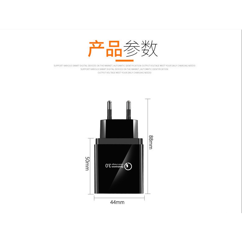 Pengisi daya ponsel 4USB 5V 3A kepala pengisian warna lampu LED Tablet ponsel standar Eropa