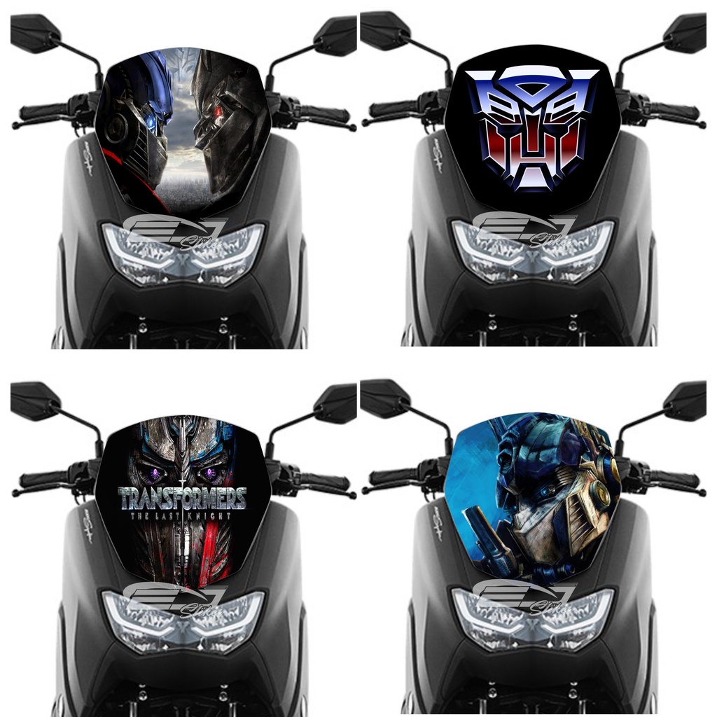 STIKER WINSHIELD VISOR PCX / STIKER MOTOR DEPAN PCX / STIKER MIKA PCX TRANSFORMERS HITAM