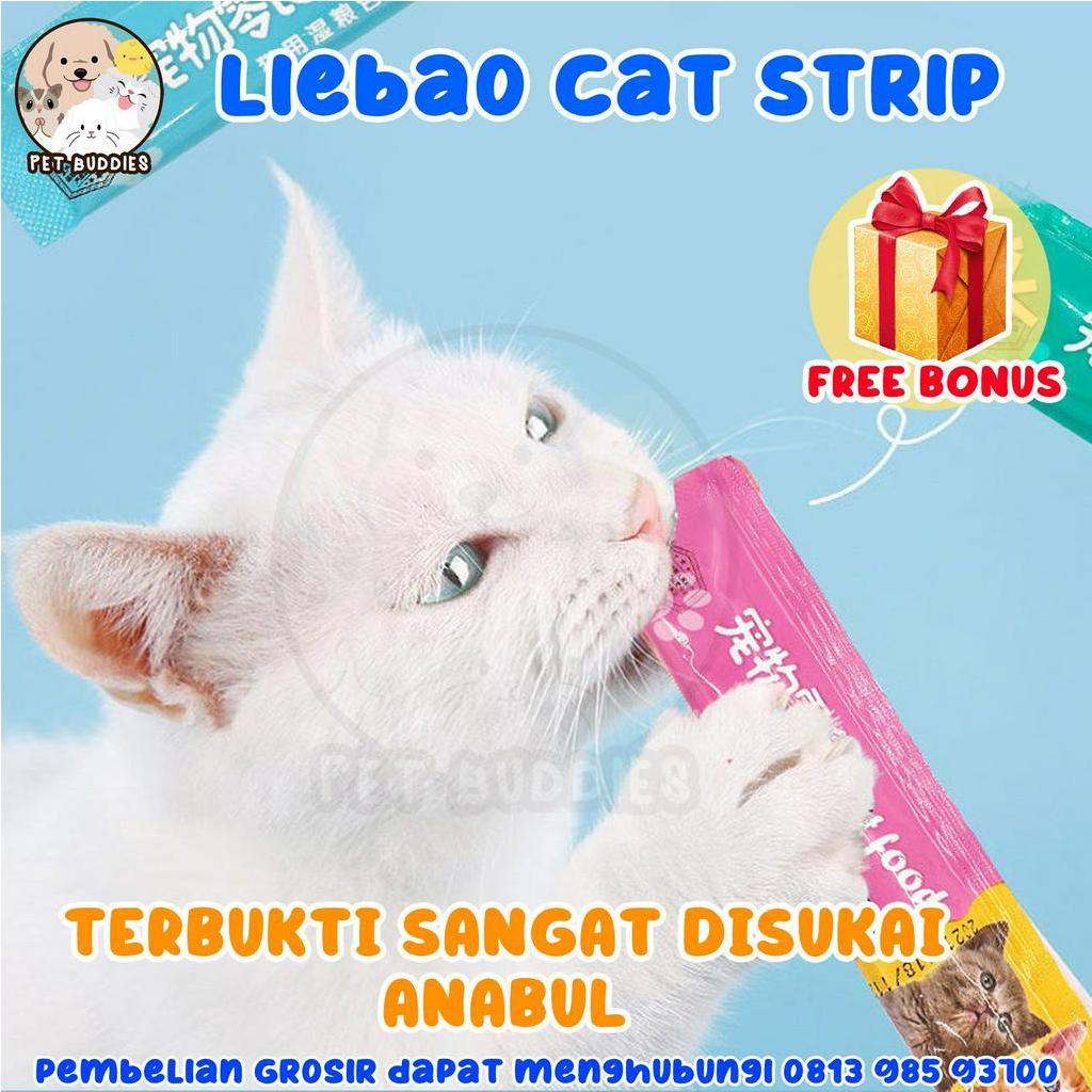 [BONUS] Liebao Pet Strip 15g Snack Makanan Basah Kucing Cemilan Creamy Treats Wet Cat Food