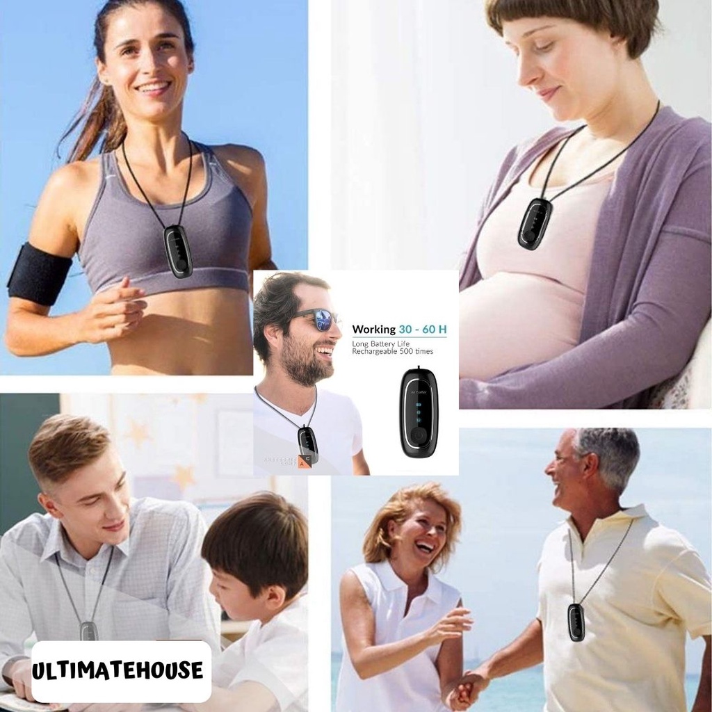 Wearable Air Purifier Necklace Mini Personal Air Freshener Ionizer Gantung Leher Portable