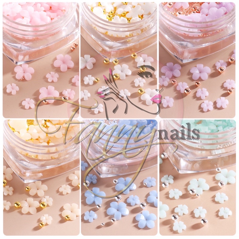 NAIL FLOWER 3D RESIN HIASAN BUNGA 3D TIMBUL WEDDING NAILS MIX SIZED 3D FLOWER HIASAN KUKU NAILART