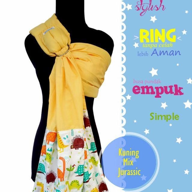 Gendongan Ring Sling Baby Al - Kuning Mix - Baby AL Gendongan Bayi