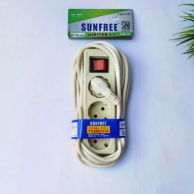 Stop Kontak Saklar 3 Lubang + Kabel 5m Sunfree Jupiter 53