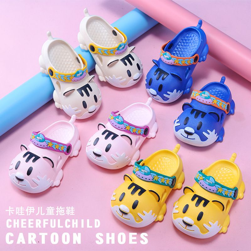 [littlecrab] Sandal Anak Harimau Sandal Crocs Anak Motif Harimau Tiger Baby Kids Shoes High Quality Biru Kuning Pink Cream Berkualitas Anti Slip Kualitas Tinggi Korean Style