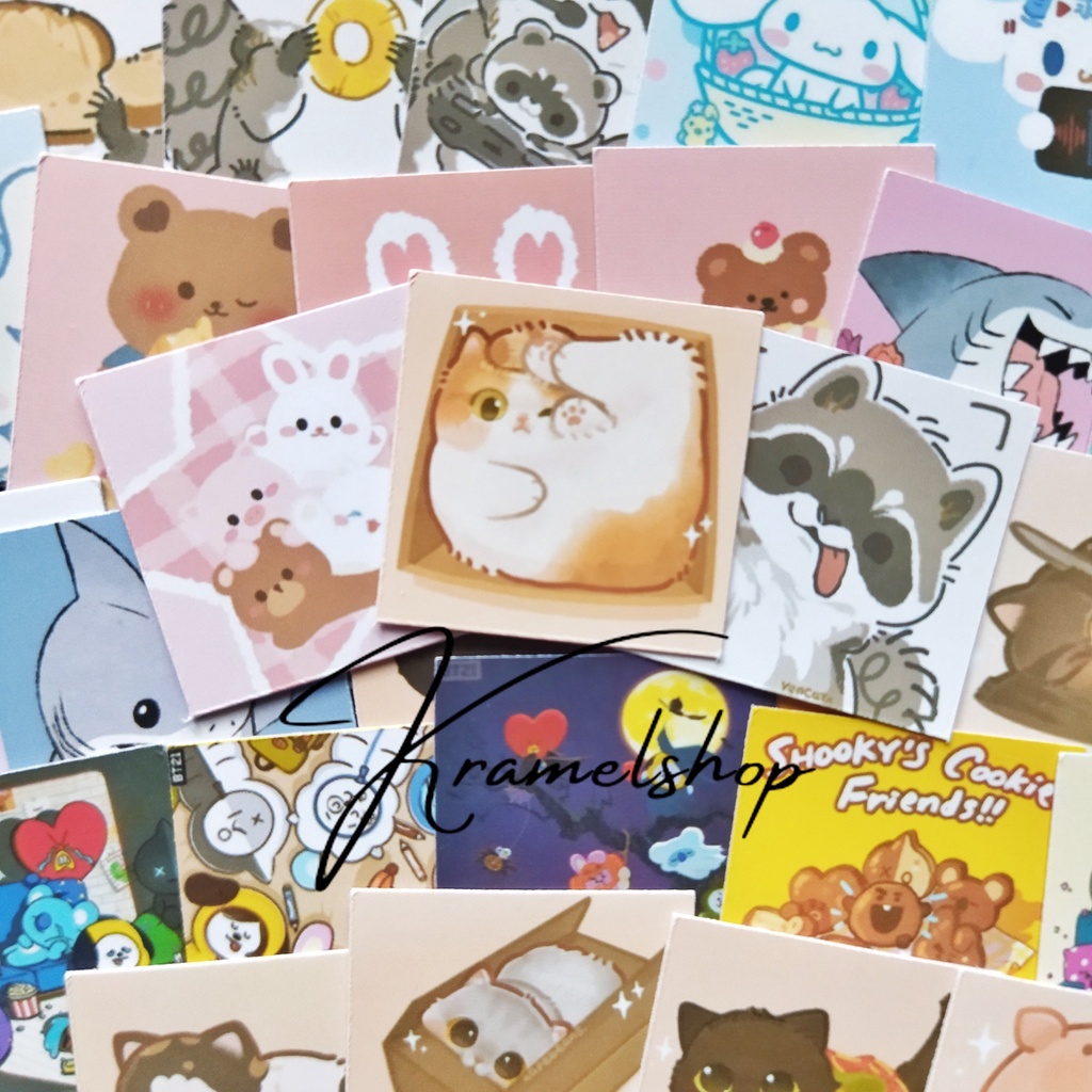 

(Isi 54 pcs) Koleksi Sticker Persegi Karakter Hewan Lucu Deco Jurnal