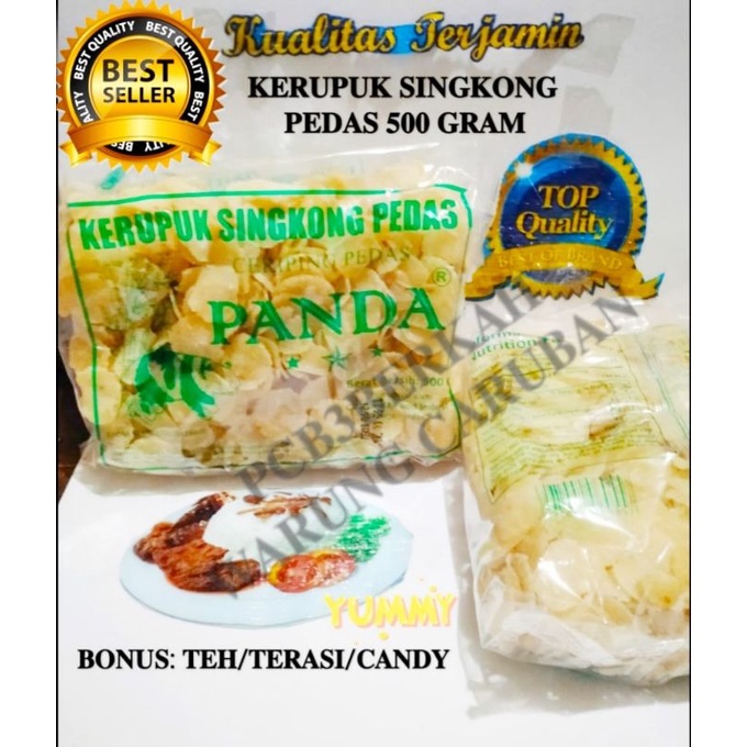 

@500GR KERIPIK SINGKONG MENTAH PEDAS "PANDA"BONUS TEH/TERASI/CANDY