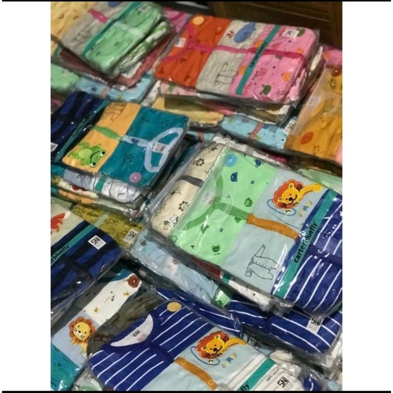 3 Pcs Jumper Sleepsuit Bayi Carterlove Panjang Buka Kaki 3 6 9 12 Bulan Random Boy &amp; Girl / Kado Lahiran