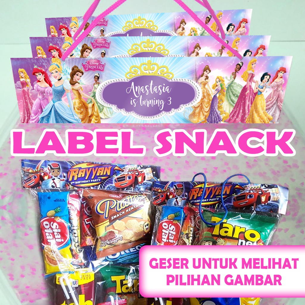 

LABEL PLASTIK SNACK TEMA PRINCESS ULTAH / ULANG TAHUN LEBAR 20CM